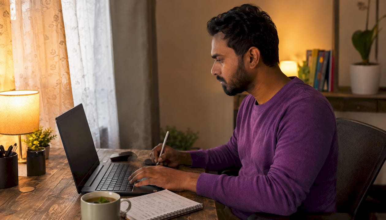 Hands typing on laptop for AI insurance operations