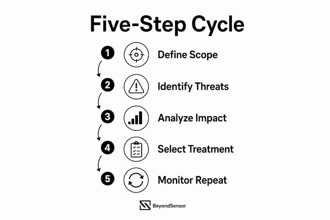 Infographic illustrating five-step risk assessment cycle