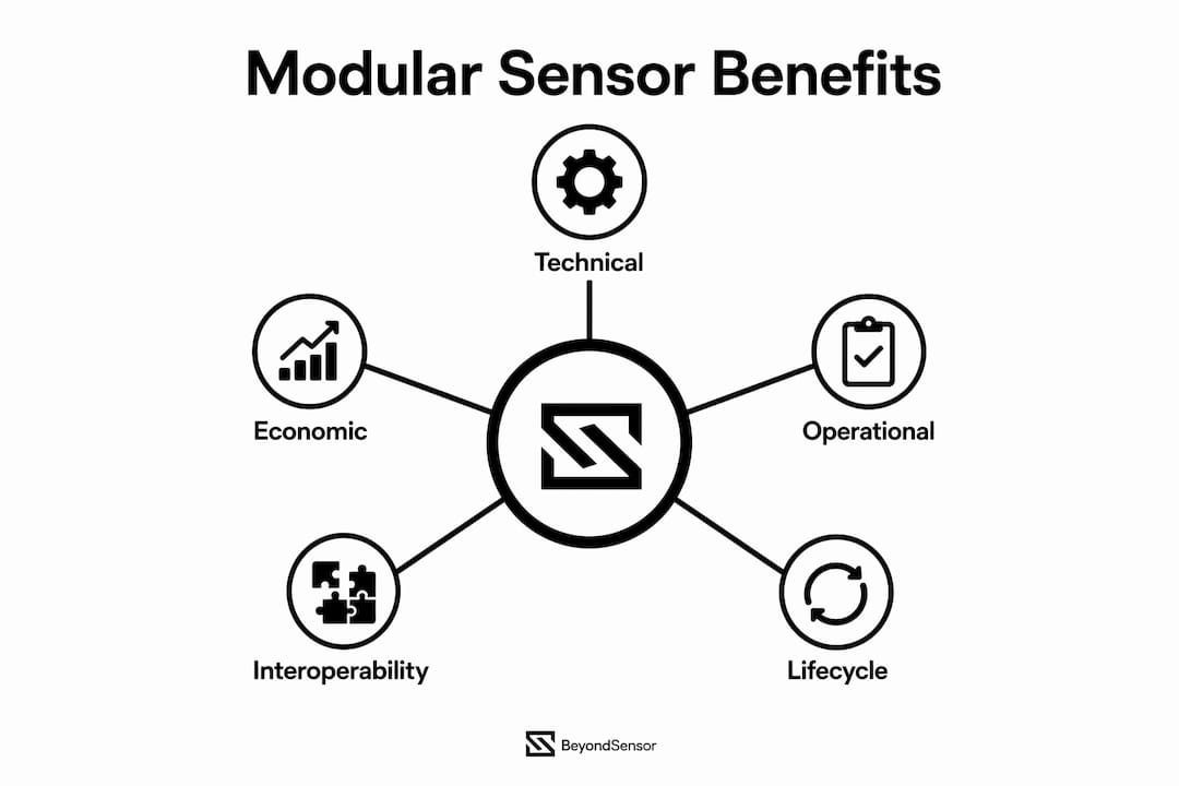Infographic showing modular sensor system core benefits