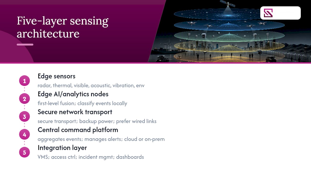 Diagram of security sensing solution architecture layers