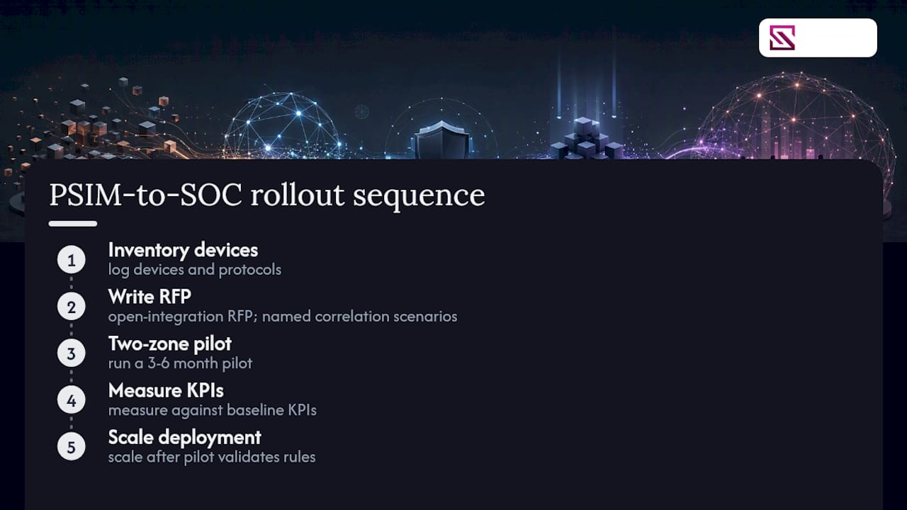 Five-step SOC pilot rollout sequence