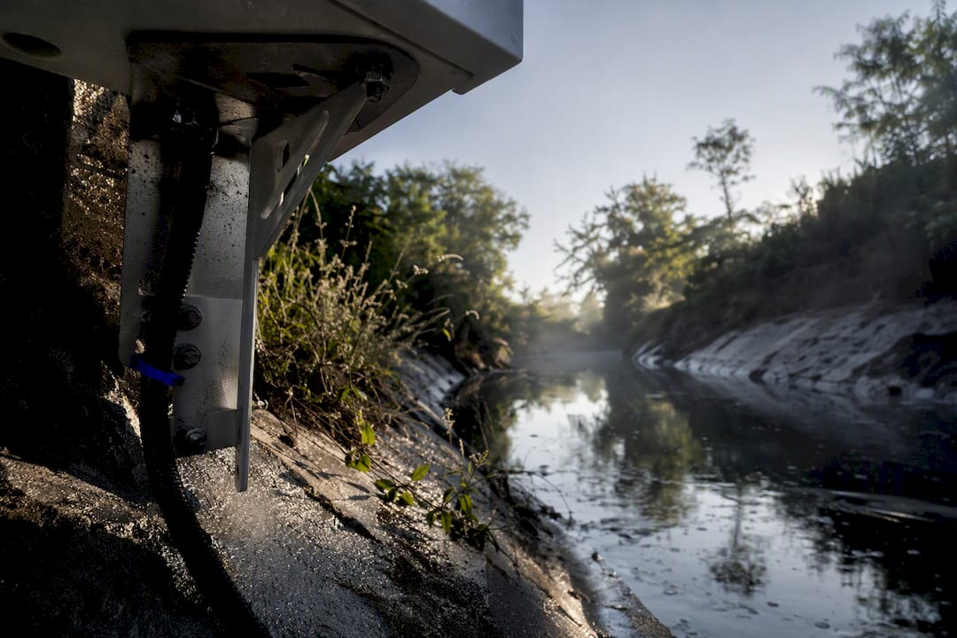 Environmental monitoring station beside drainage channel