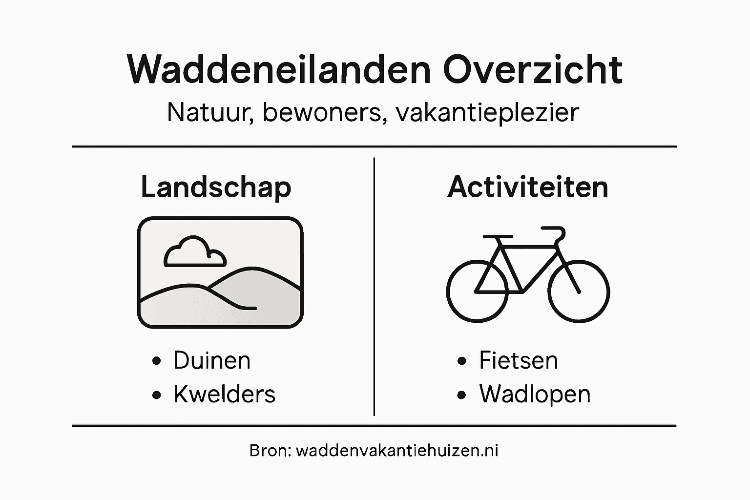 Overzichtelijke infographic: ontdek de mooiste natuur en leukste activiteiten op de Waddeneilanden
