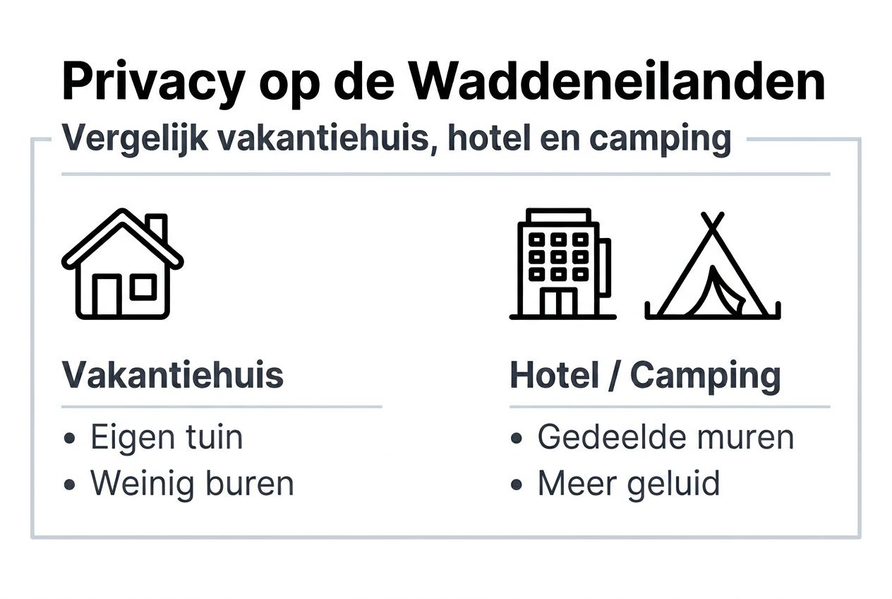 Infographic: Hoe zit het met je privacy op vakantie? Een vergelijking tussen een vakantiehuis, hotel en camping.