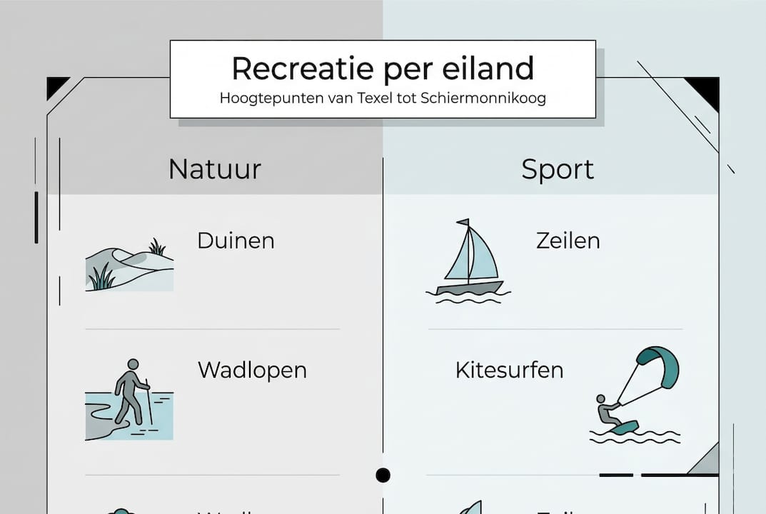 Overzicht: recreatiemogelijkheden per Waddeneiland in beeld