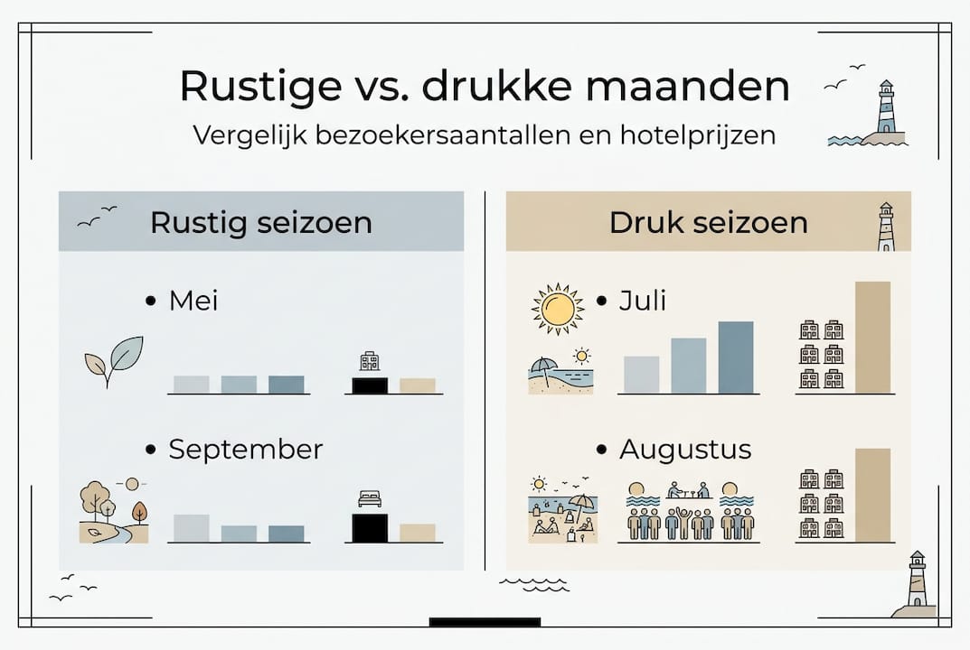 Infographic: Wanneer is het rustig en wanneer juist druk op de Waddeneilanden?