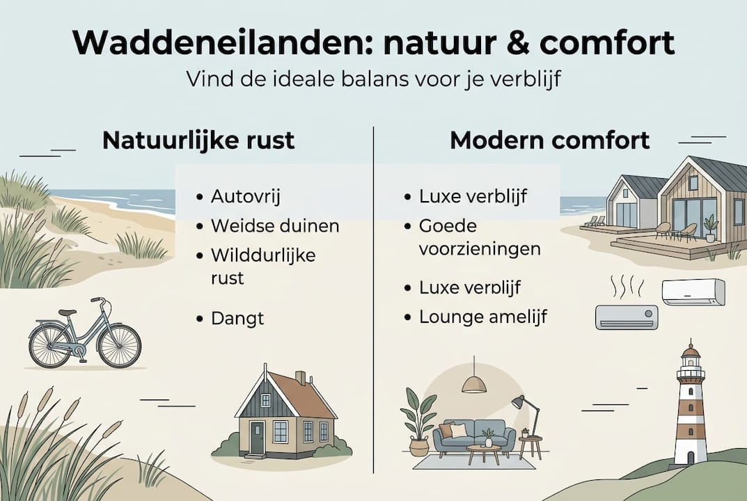 Overzicht: natuur en comfort op de Waddeneilanden