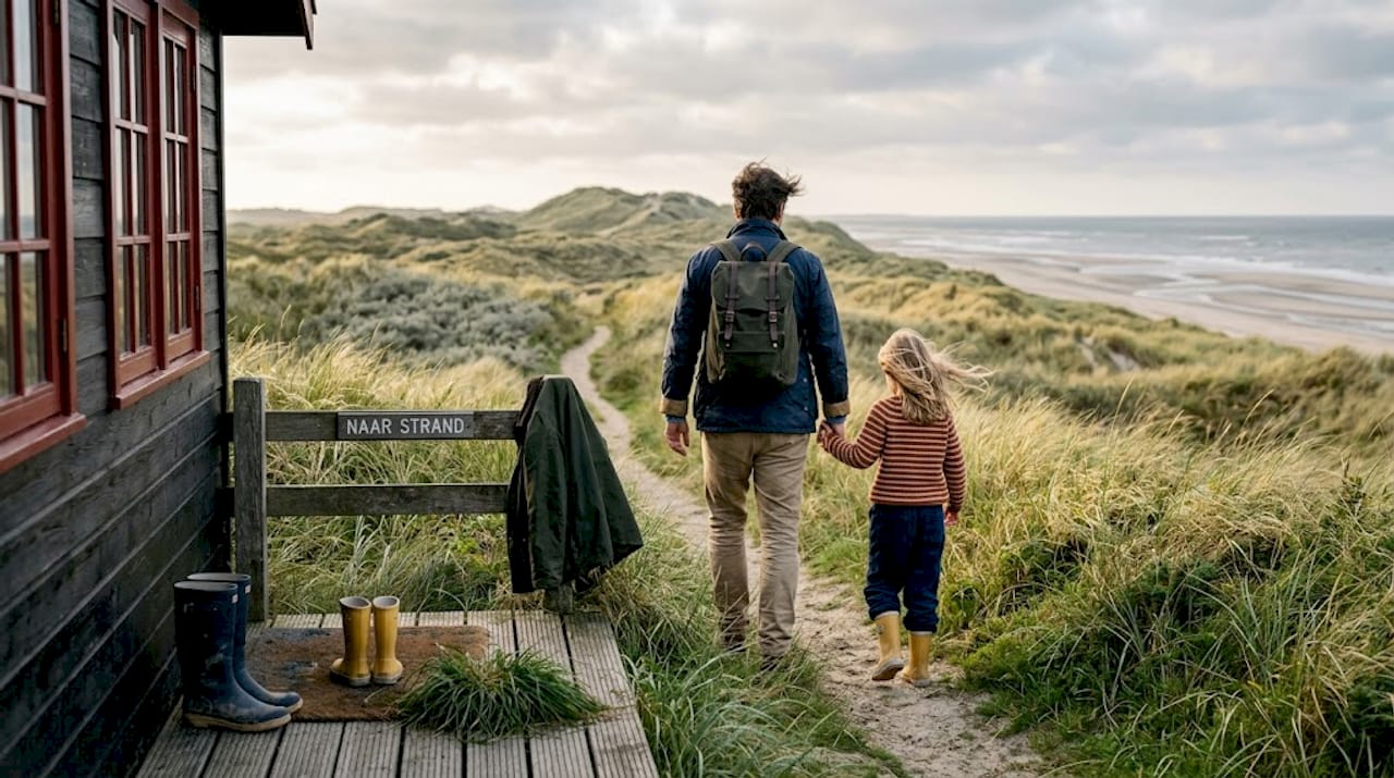 Gezellig met het gezin wandelen richting de zandduinen