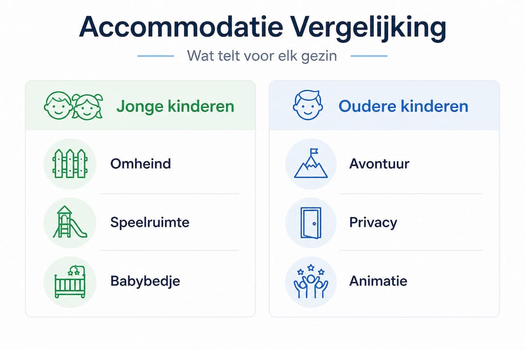 Infographic: de verschillende behoeften van jonge kinderen en oudere kinderen naast elkaar
