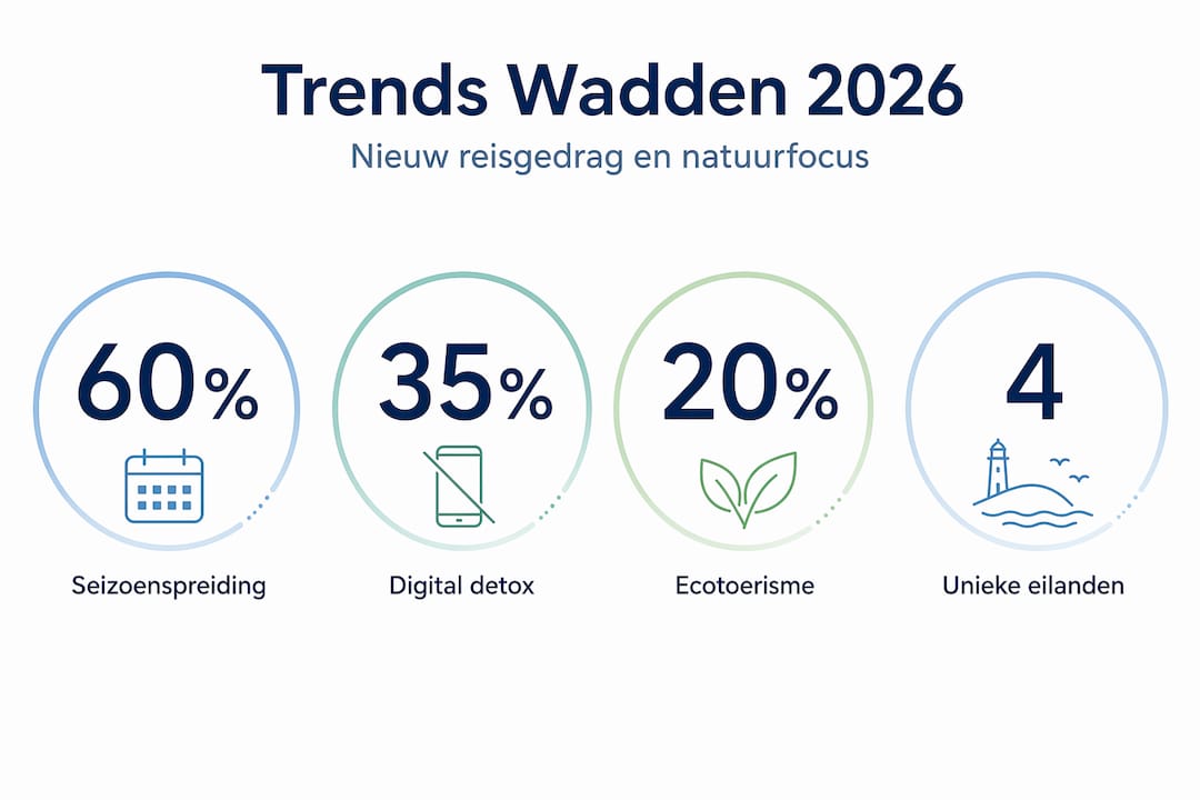 Overzichtelijke infographic met de belangrijkste cijfers en trends van de Wadden