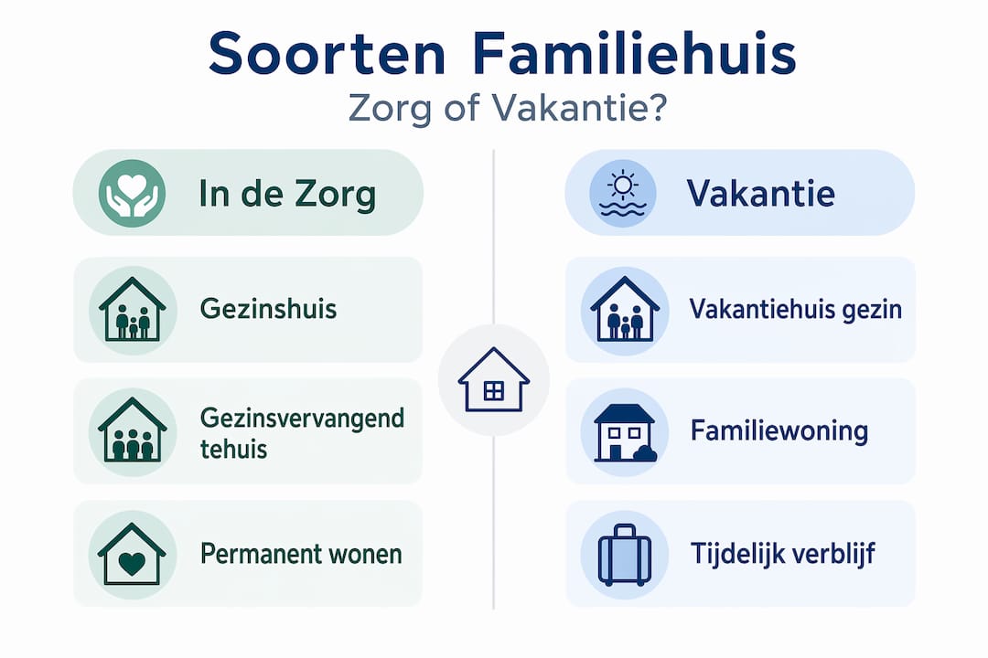 Infographic: het verschil tussen een zorgfamiliehuis en een vakantiehuis