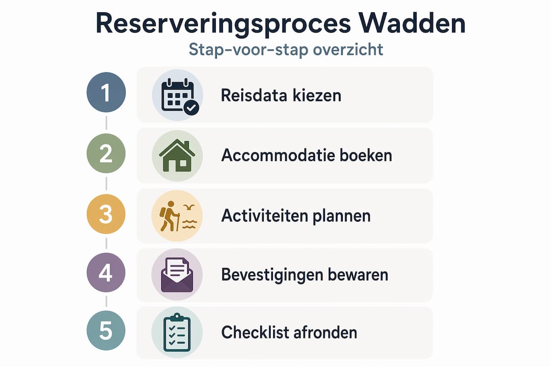 Overzichtelijke infographic: zo verloopt het reserveringsproces voor een Waddenreis