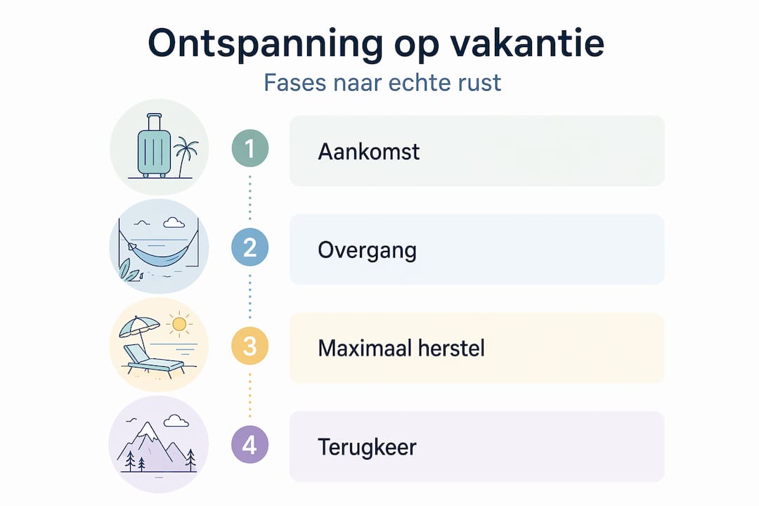 Infographic: zo kom je echt tot rust op vakantie – een stappenplan