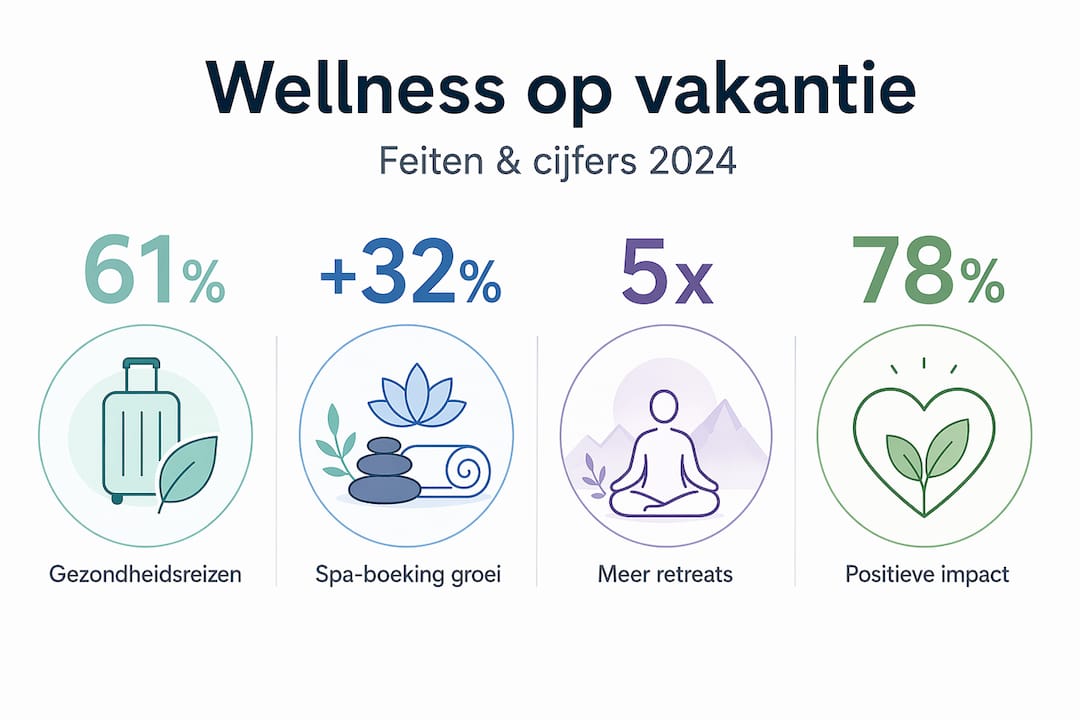 Overzichtelijke infographic met interessante feiten en cijfers over wellnessvakanties