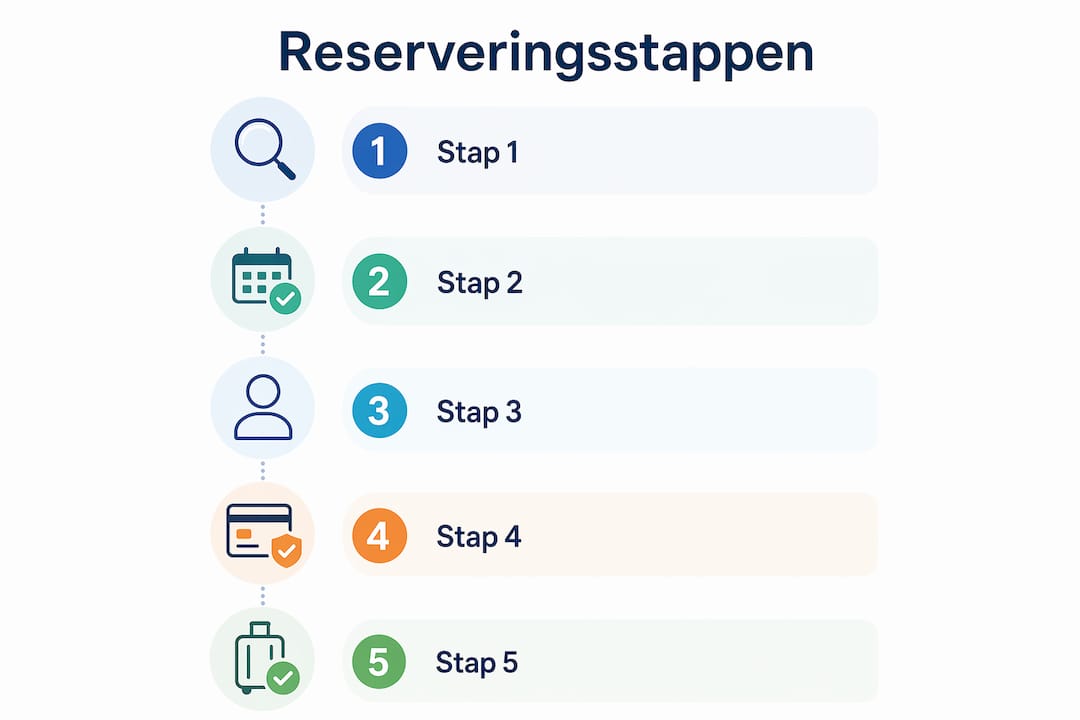 Overzichtelijke infographic met de vijf stappen van het reserveringsproces