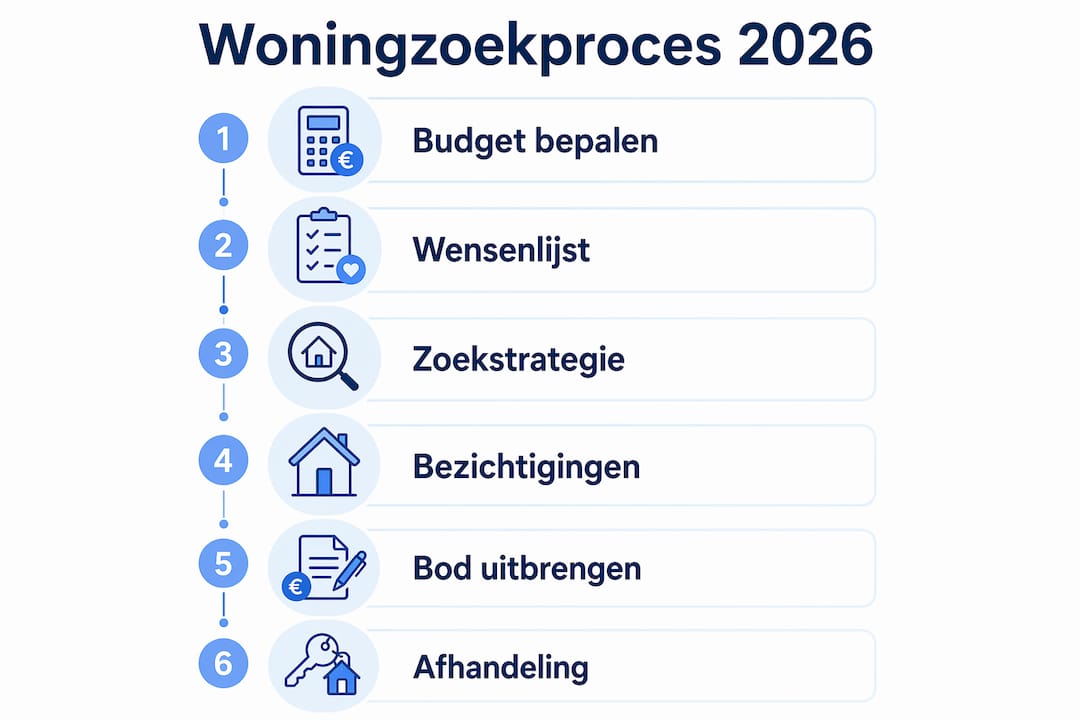 Overzicht: stappenplan voor het vinden van een geschikte woning