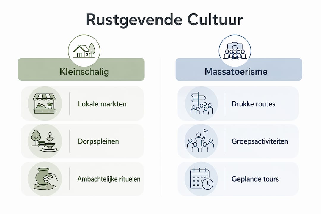 Infographic laat het verschil zien tussen onthaastende cultuur en massatoerisme