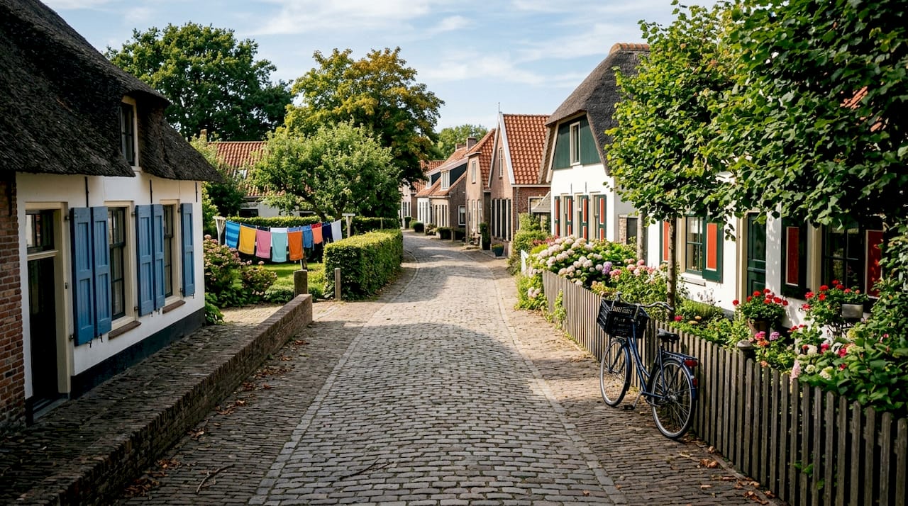 Heerlijk rustig straatje op Vlieland waar geen auto’s komen.