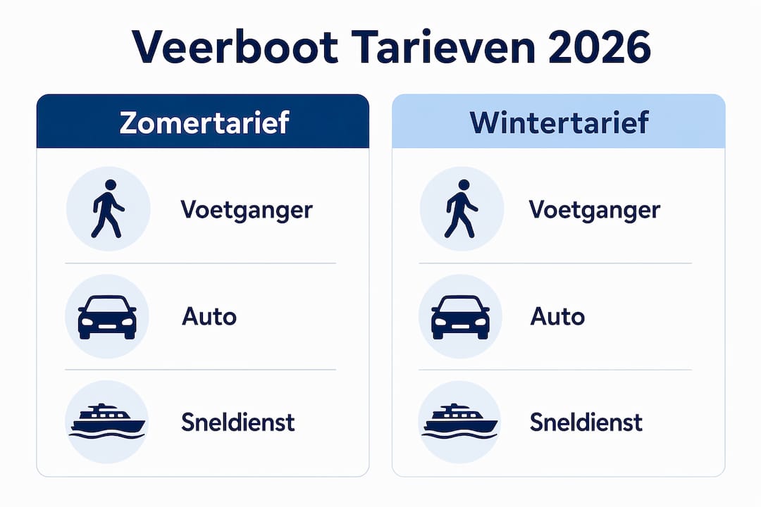 Overzichtelijke infographic met de veerboottarieven voor zomer en winter