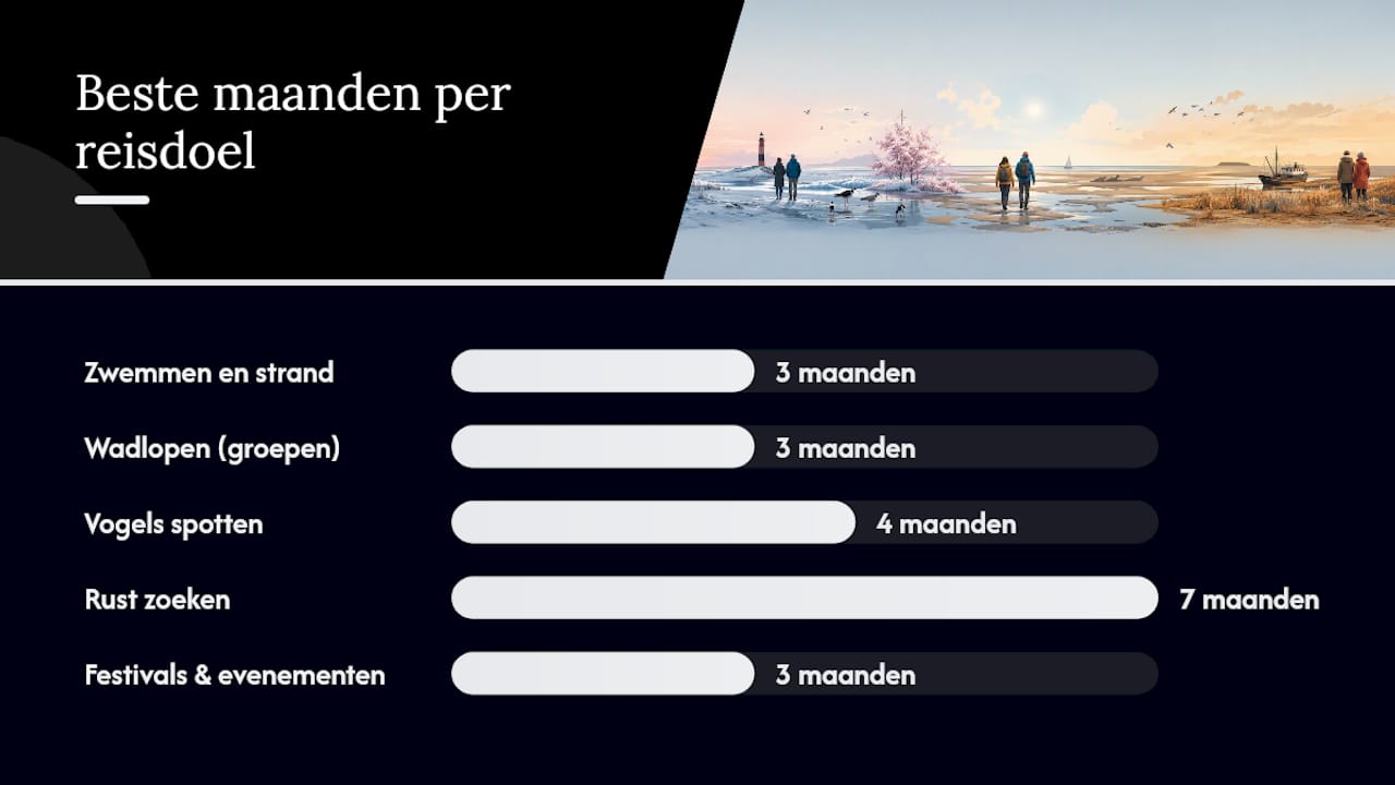 Overzicht: de beste reistijd naar de Wadden per activiteit en weersomstandigheden