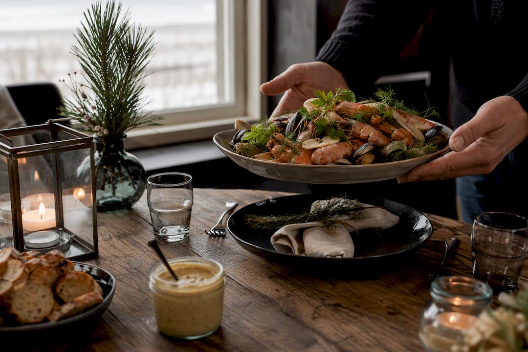 Feestelijk kerstdiner met zeevruchten van Ameland