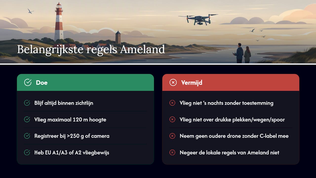 Welke drone regels gelden er op Ameland? — overview diagram