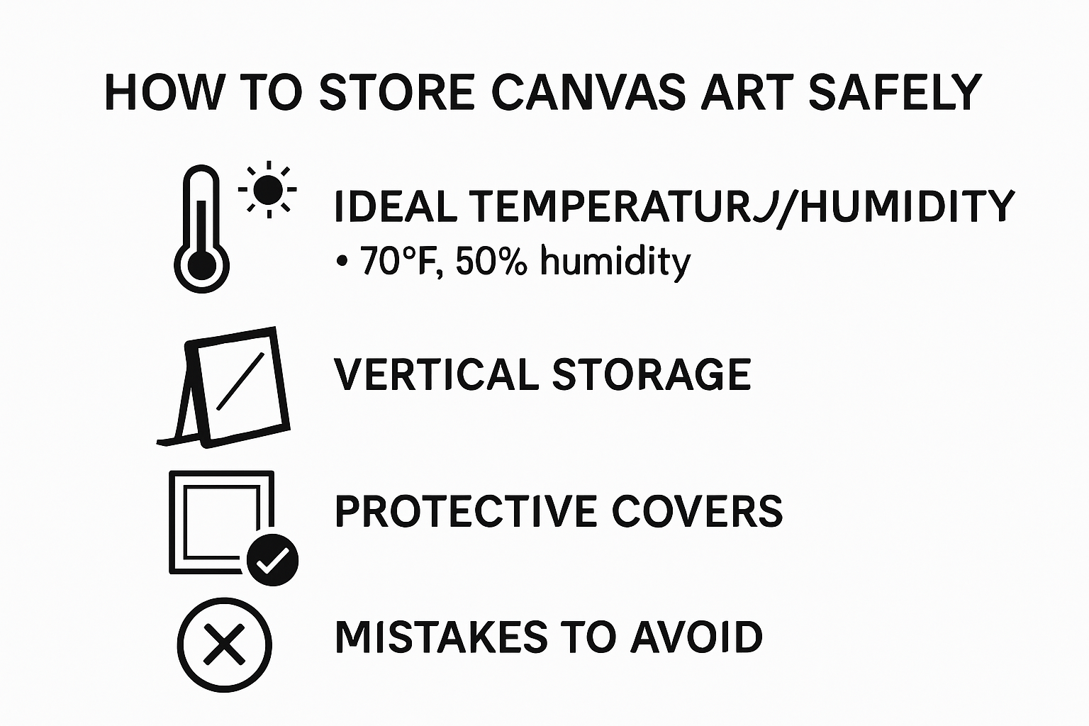 Infographic of best practices for storing canvas