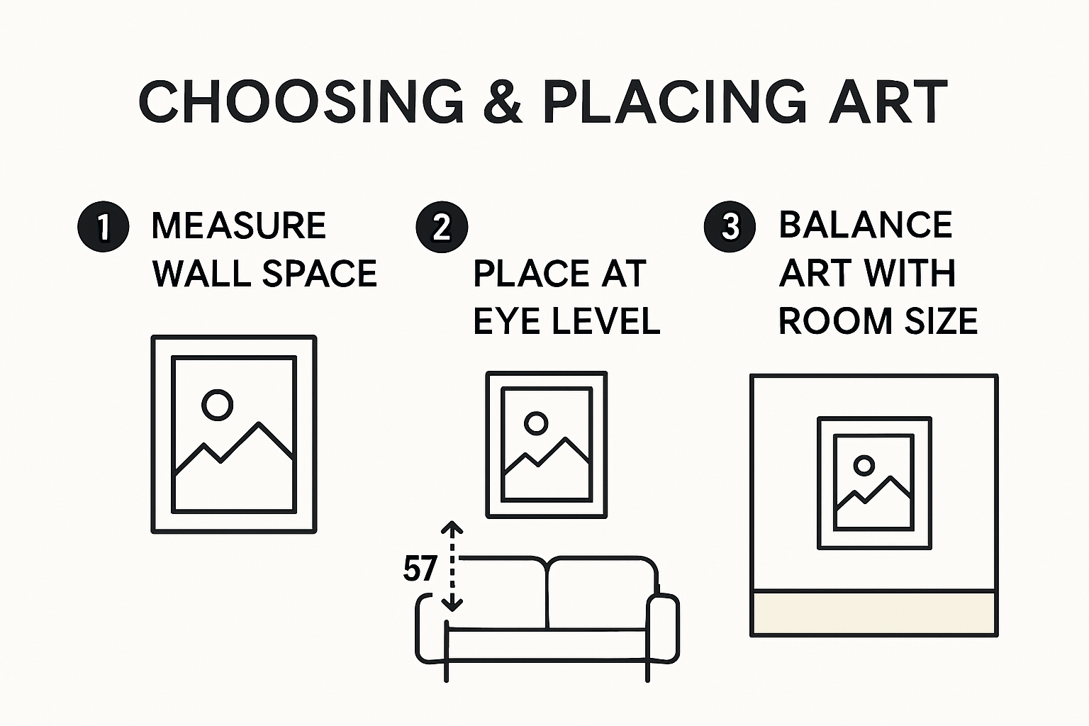 Infographic outlining art selection and placement for new home
