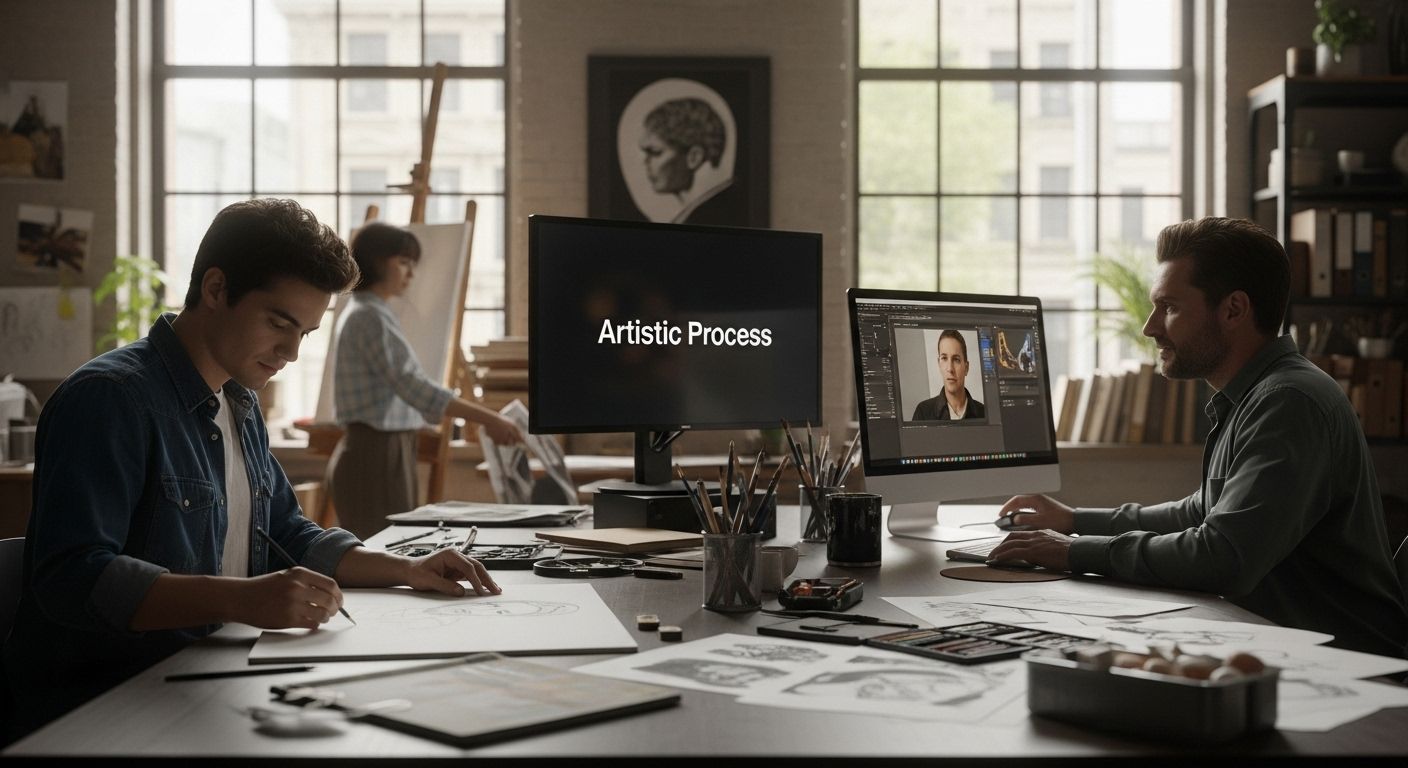 artist studio canvas process