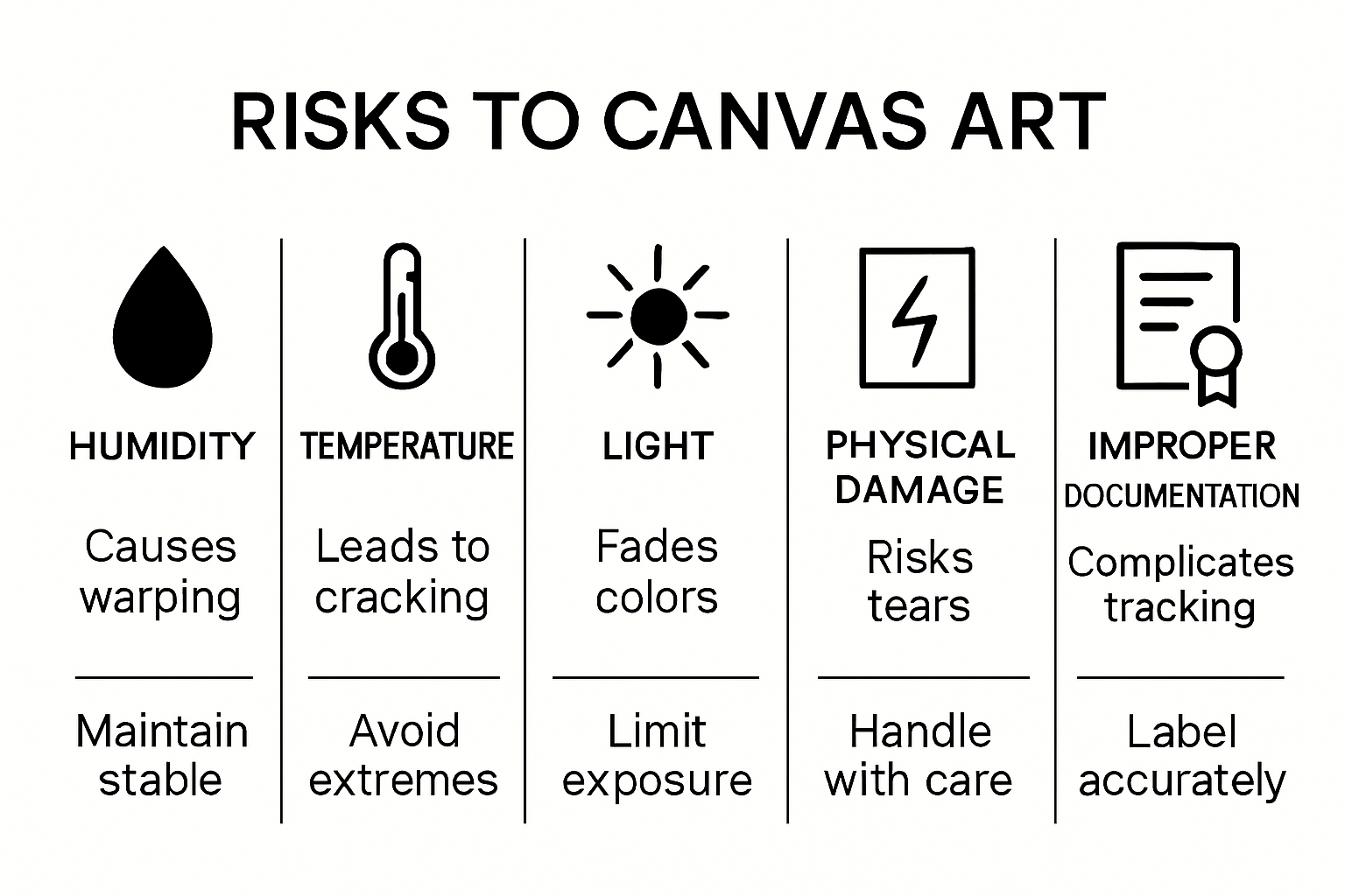 Infographic of top five canvas art risks and protections