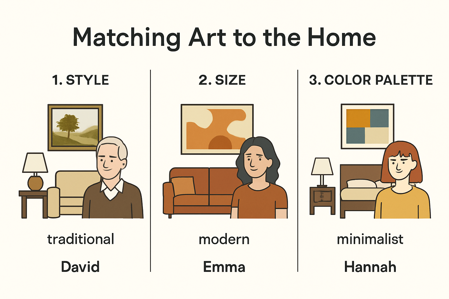 Matching art gift style to home setting infographic