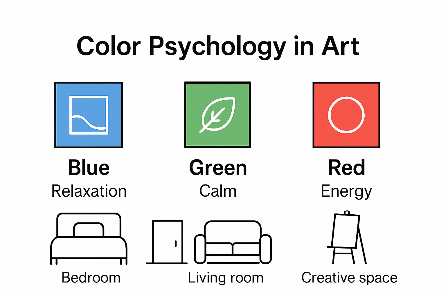 Infographic showing art color choices and emotional effects