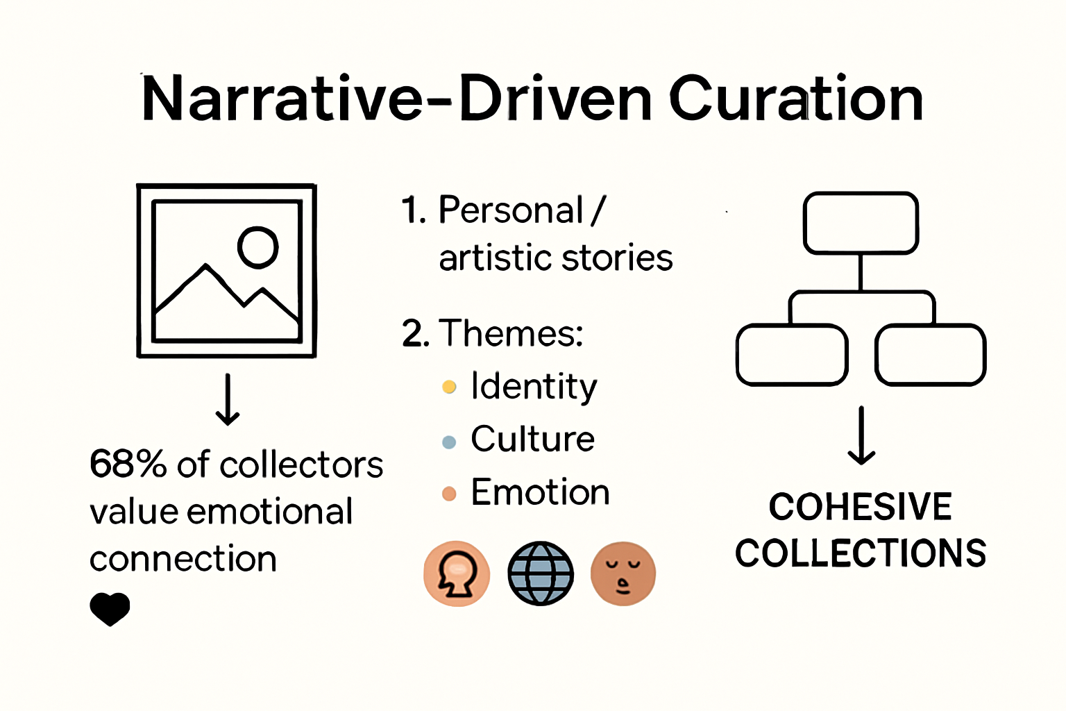 Infographic showing process of curating narrative art collections