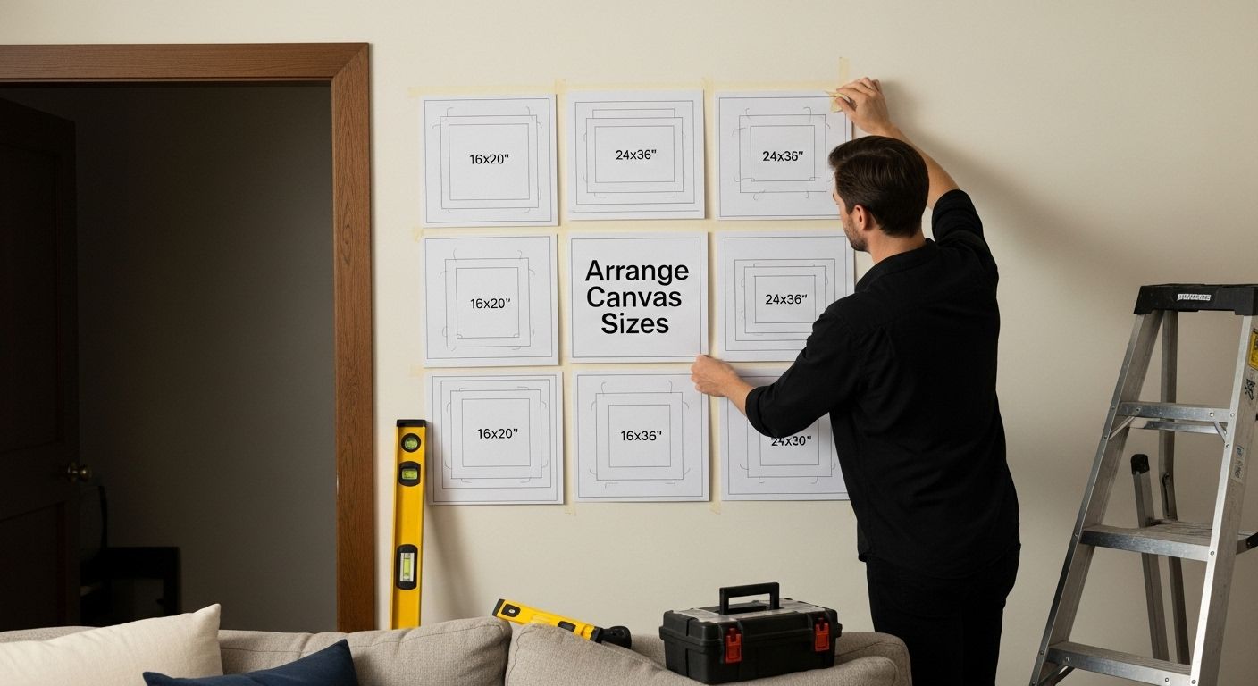 arranging canvases wall display