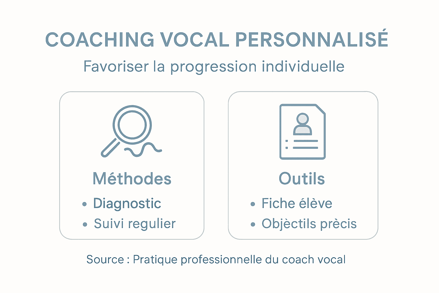 Découvrez notre infographie dédiée aux différentes approches du coaching vocal sur mesure.