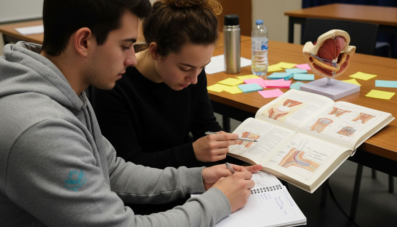 Des élèves en train d’approfondir leurs connaissances sur l’anatomie de la voix