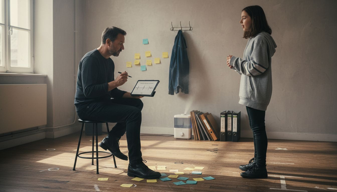 Coach vocal suivant l’évolution de ses élèves en enregistrant leurs progrès