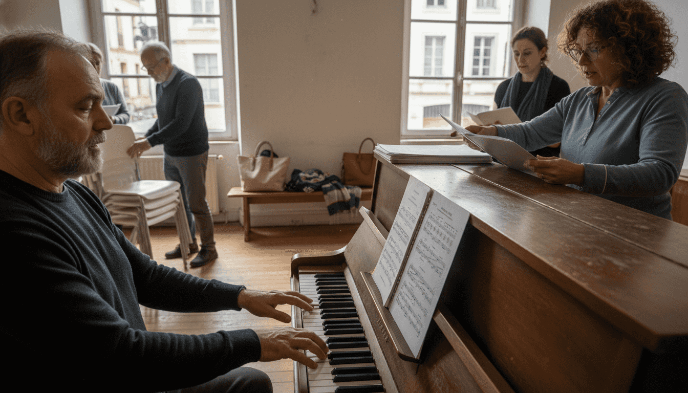 Des chanteurs en pleine préparation pour une session sur mesure