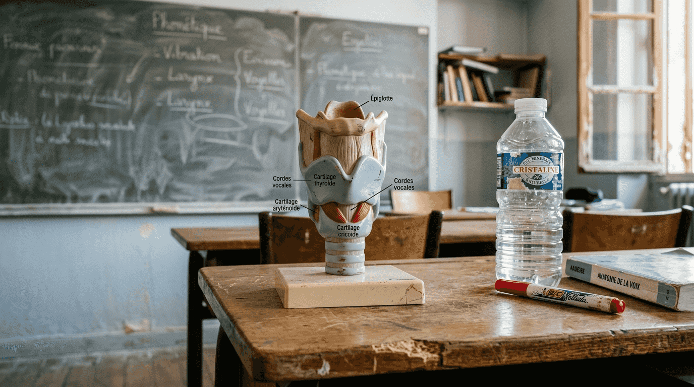 Maquette anatomique des cordes vocales utilisée en cours