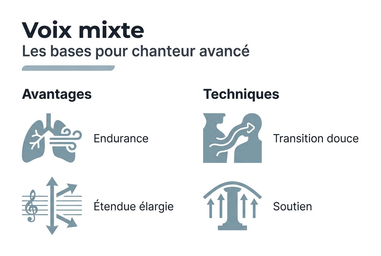 Tout savoir sur la voix mixte : découvrez ses atouts et les méthodes pour la maîtriser en un clin d’œil grâce à notre infographie.