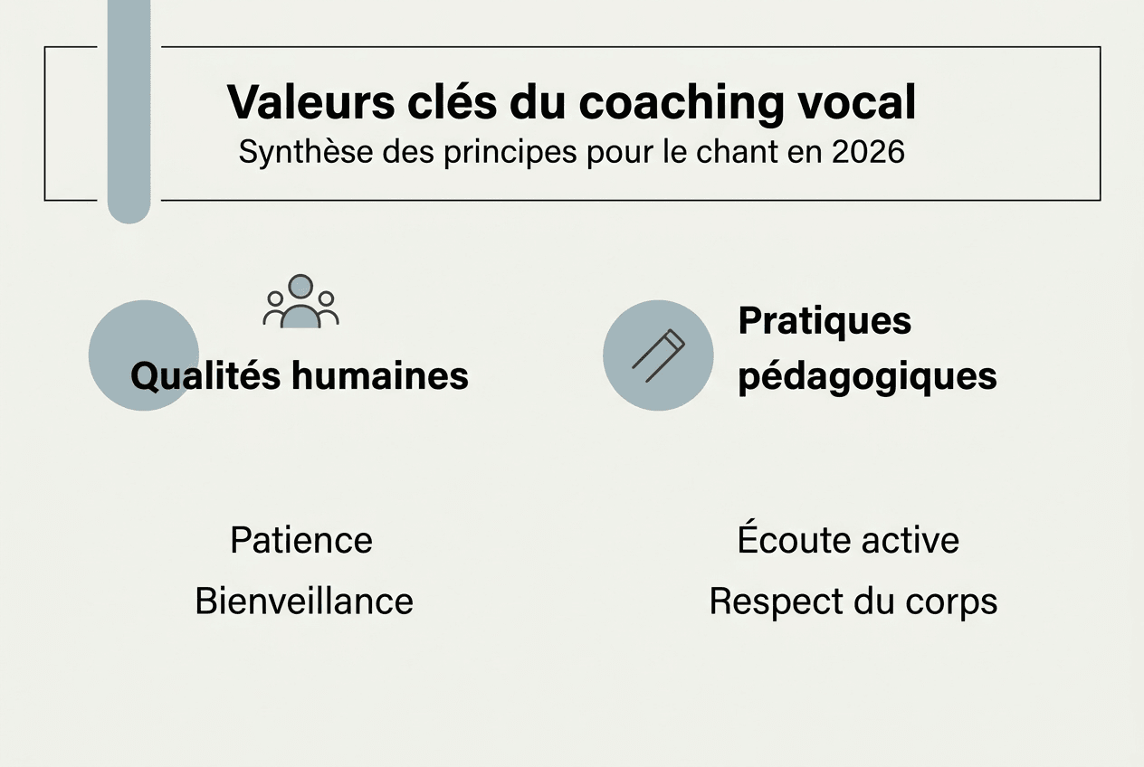 Infographie : les principes et valeurs clés de l’enseignement du chant