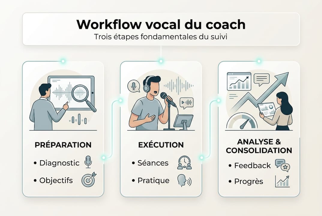 Schéma du parcours vocal en trois étapes