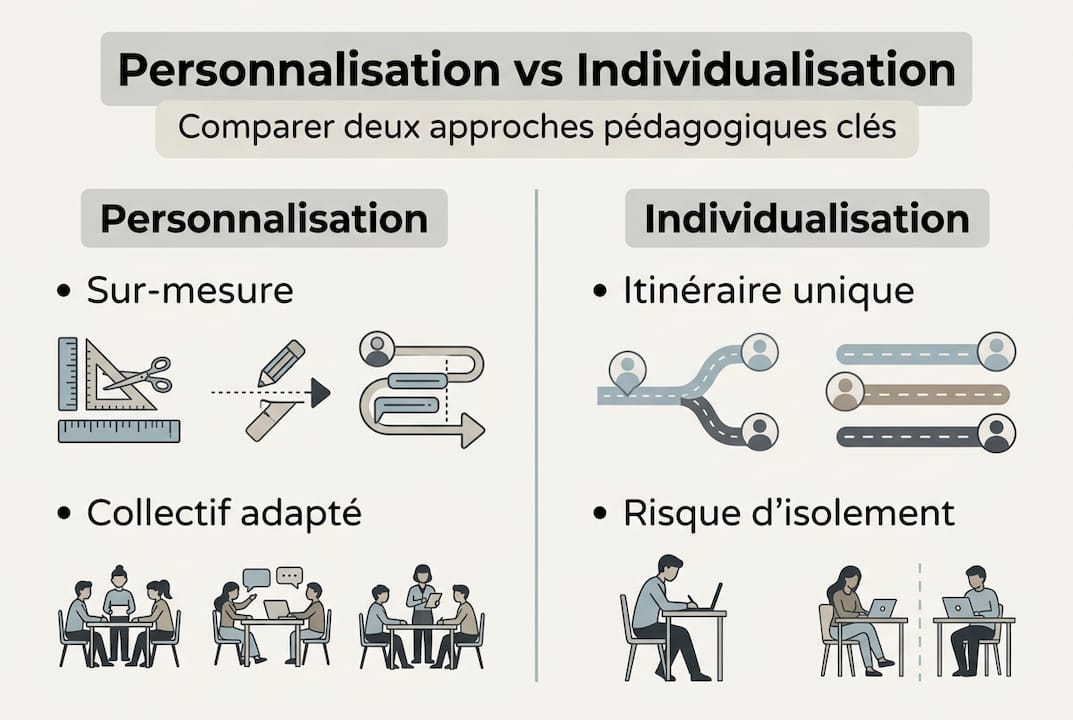 Infographie : quelles différences entre la personnalisation et l’individualisation des apprentissages ?