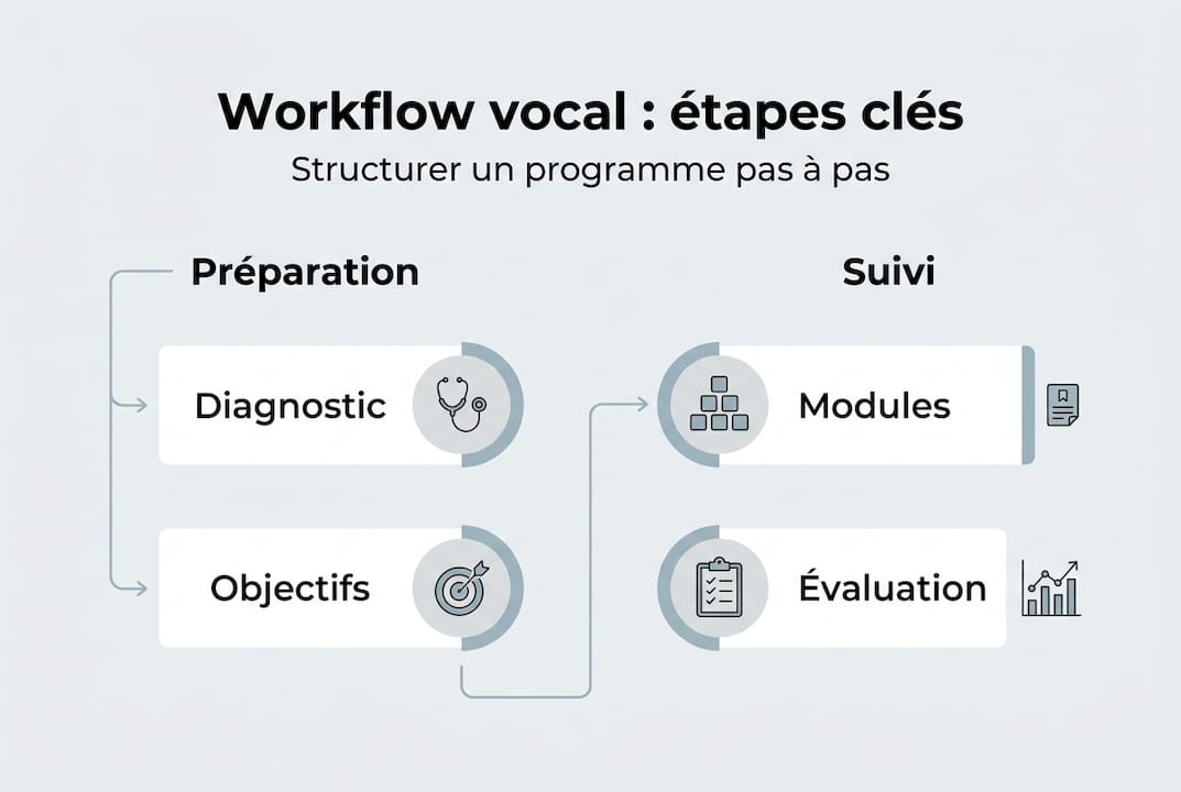 Découvrez notre infographie dédiée aux principales étapes d’un workflow vocal.