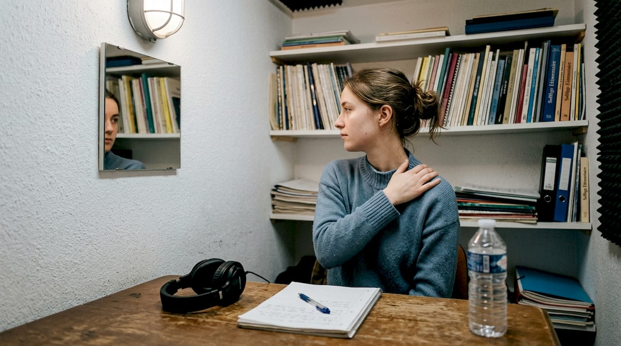 Une femme redresse sa posture des épaules grâce au chant.