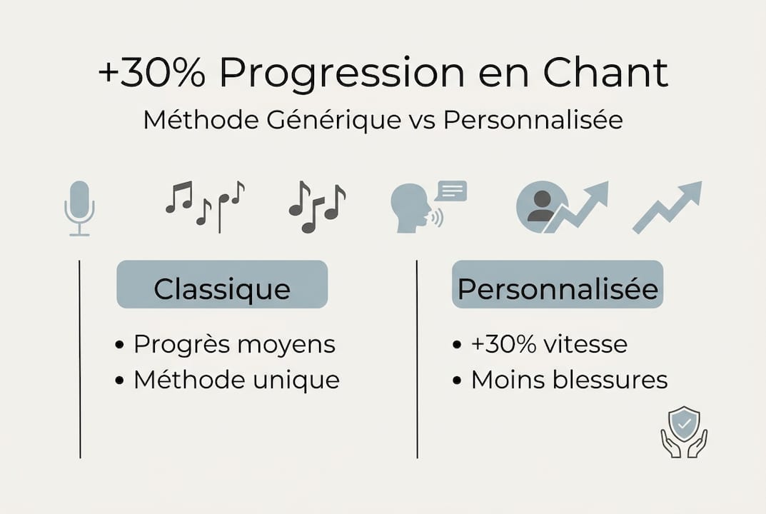 Visuel comparatif : méthode traditionnelle vs approche sur-mesure