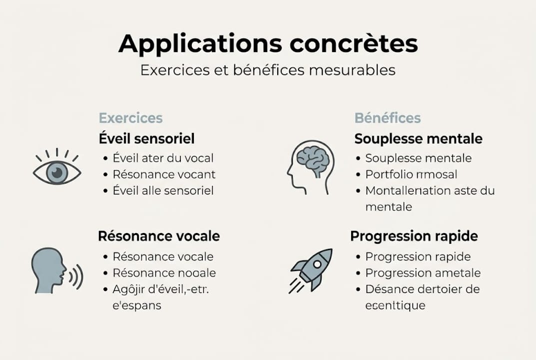 Infographie : comment la pédagogie vocale s’appuie sur les neurosciences – exercices pratiques et bienfaits