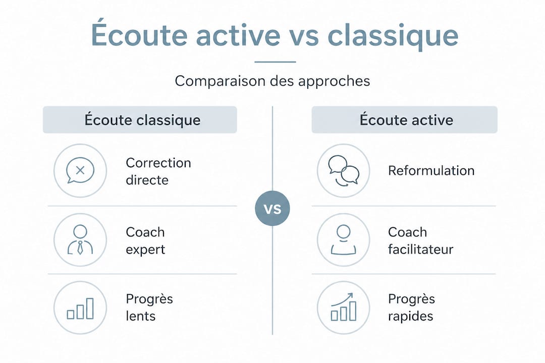 Infographie : les différences entre l’écoute active et l’écoute traditionnelle