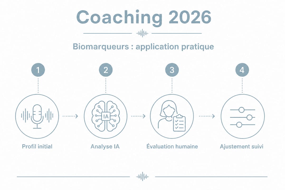Infographie : les différentes étapes pour intégrer les biomarqueurs dans le coaching vocal