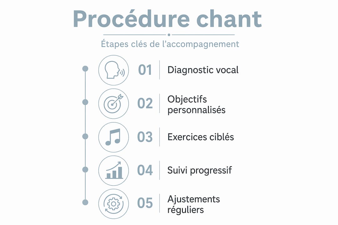 Infographie détaillant les différentes étapes d’un accompagnement vocal